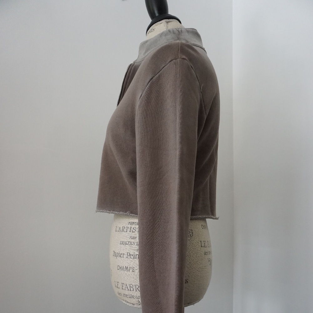 Cotton Citizen Gray Cropped Neck Zip Long Sleeve - Picture 3 of 6